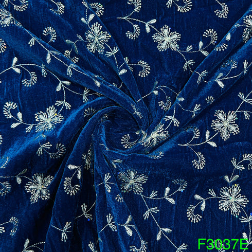 Zari Sequins Embroidered Velvet Fabric-F3037